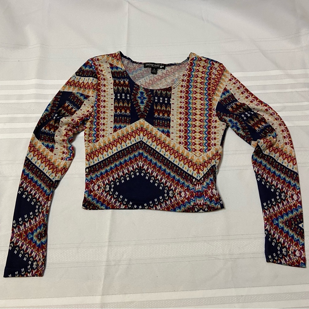 Women’s Multicolored Long sleeve stretch crop top size S
